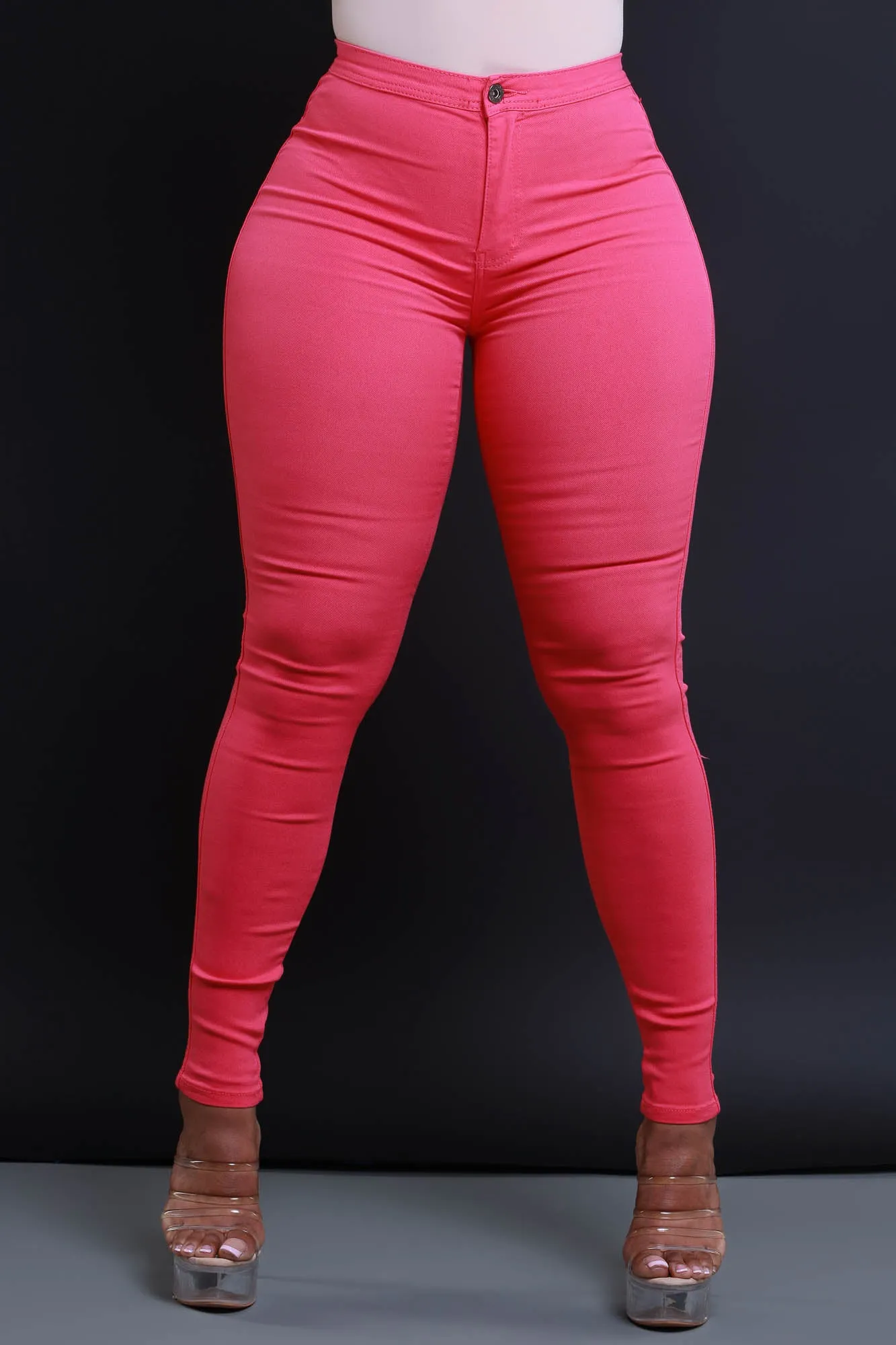 $15.99 Super Swank High Waist Stretchy Jeans - Fuchsia