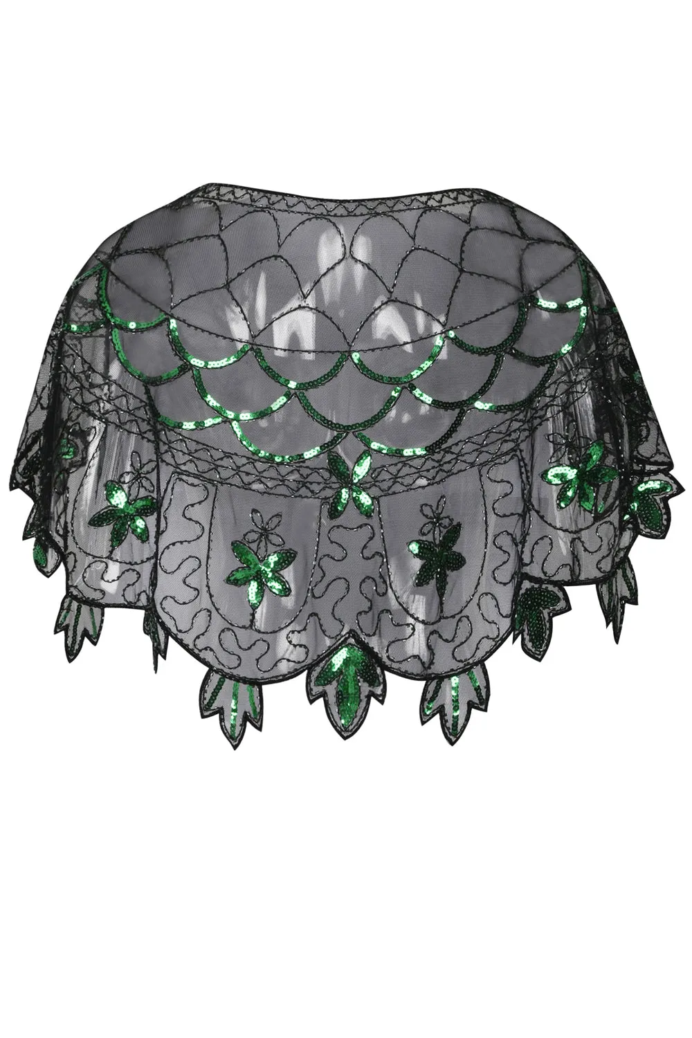 1920s Green Flower Sequin Women Cape