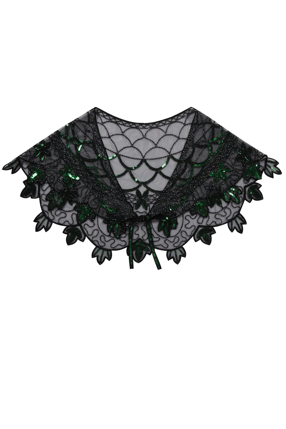 1920s Green Flower Sequin Women Cape