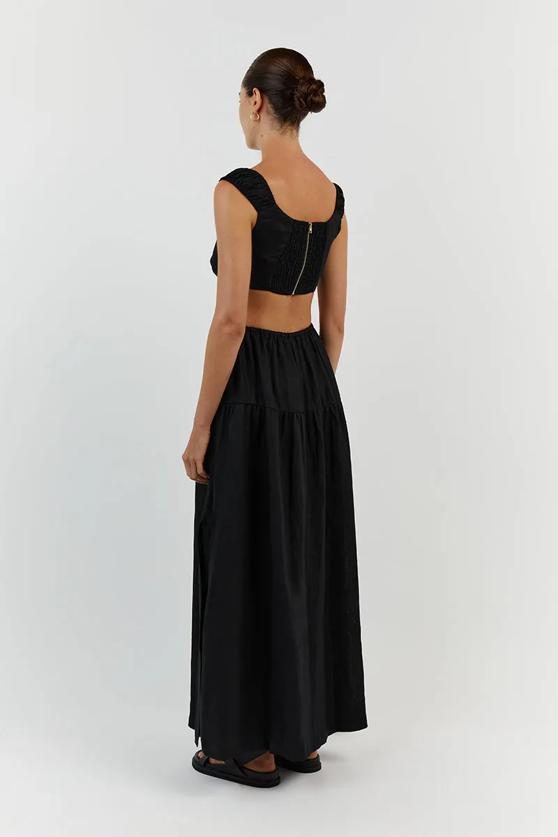 ABBY BLACK LINEN MAXI SKIRT