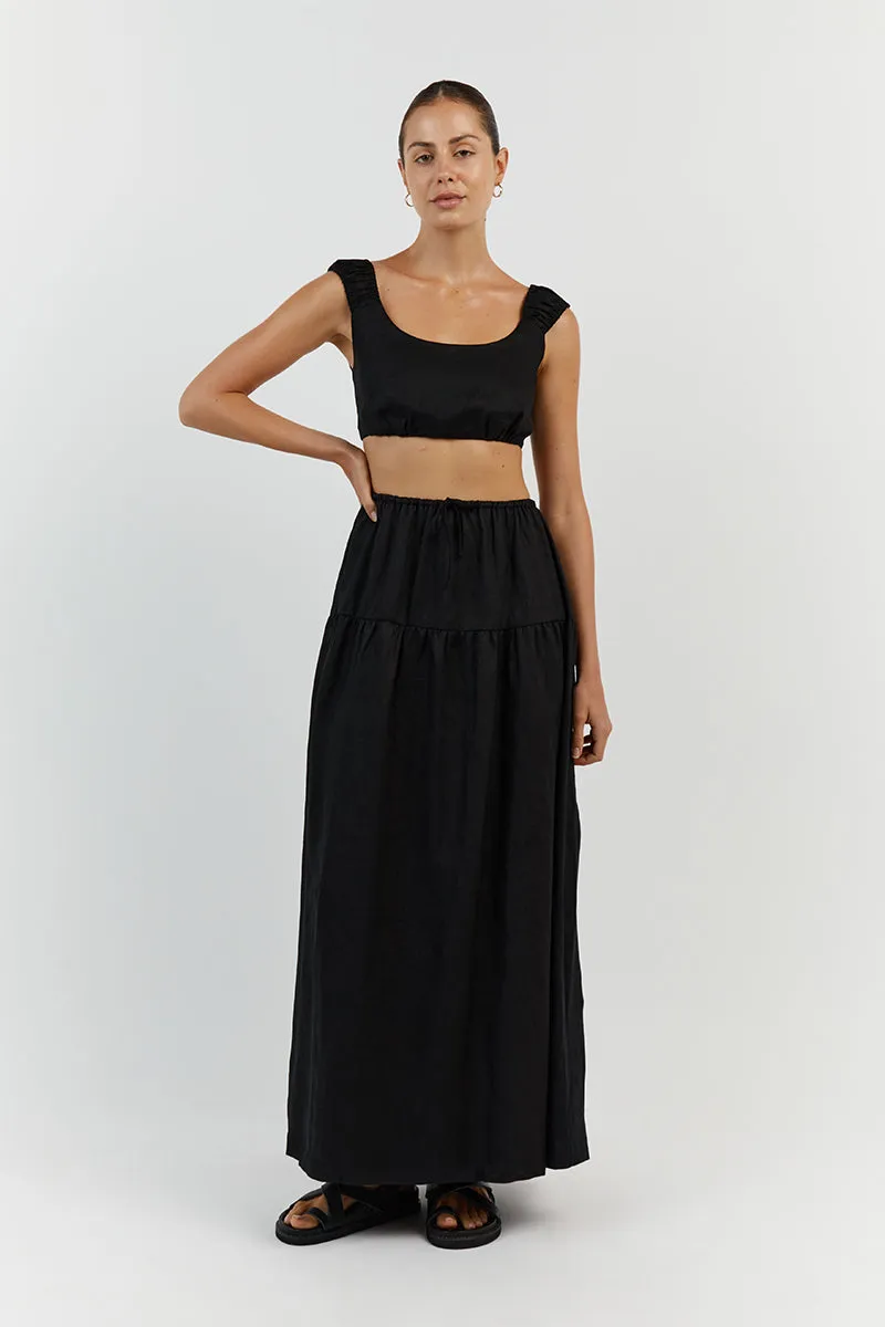 ABBY BLACK LINEN MAXI SKIRT