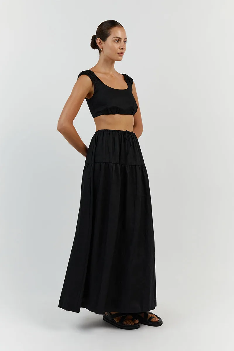 ABBY BLACK LINEN MAXI SKIRT