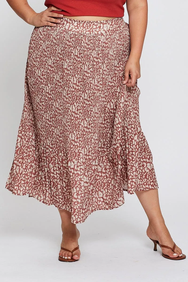 Abstract Print High Waist Maxi Skirt