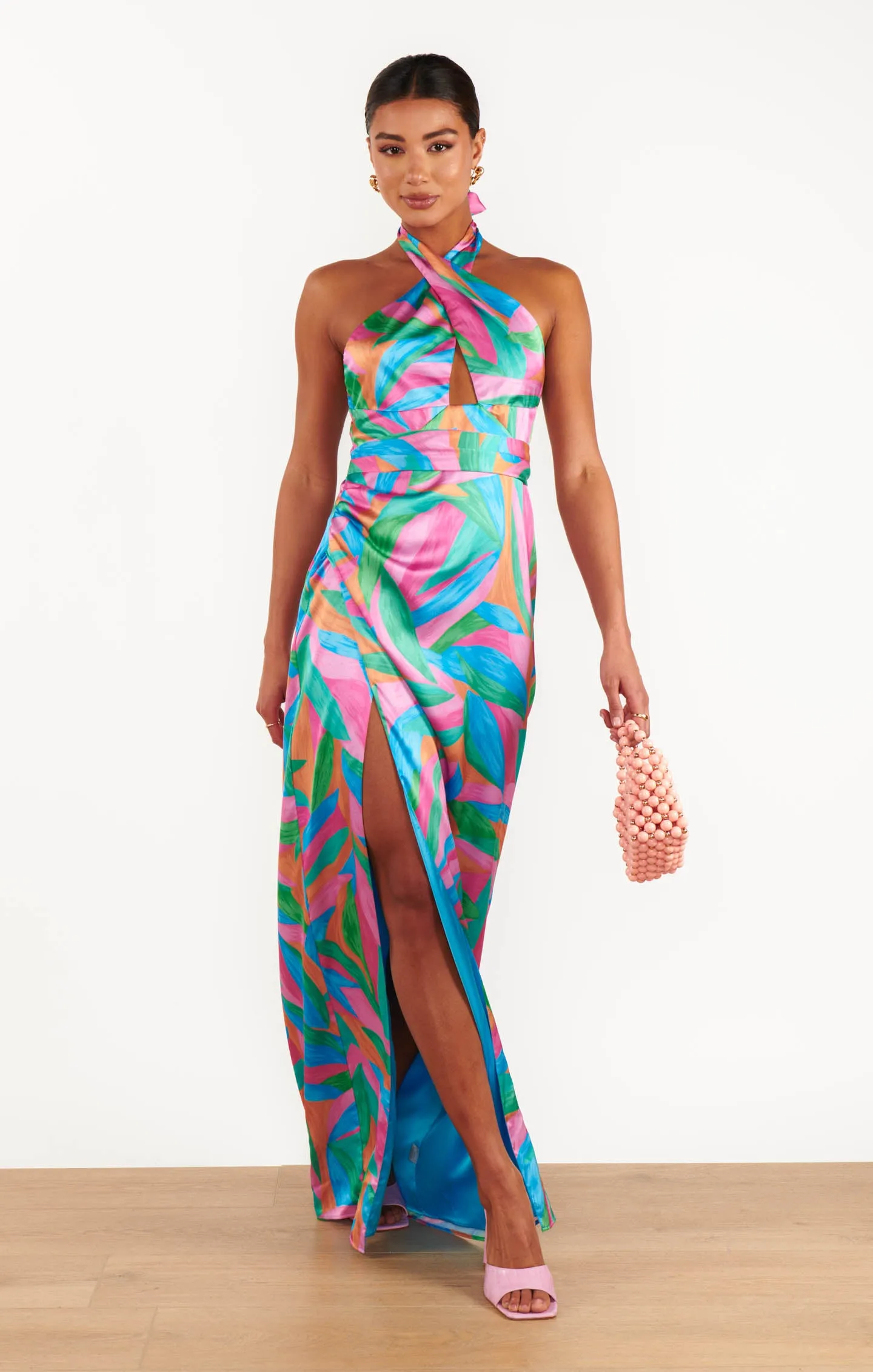 Adele Halter Maxi Dress ~ Guava Punch