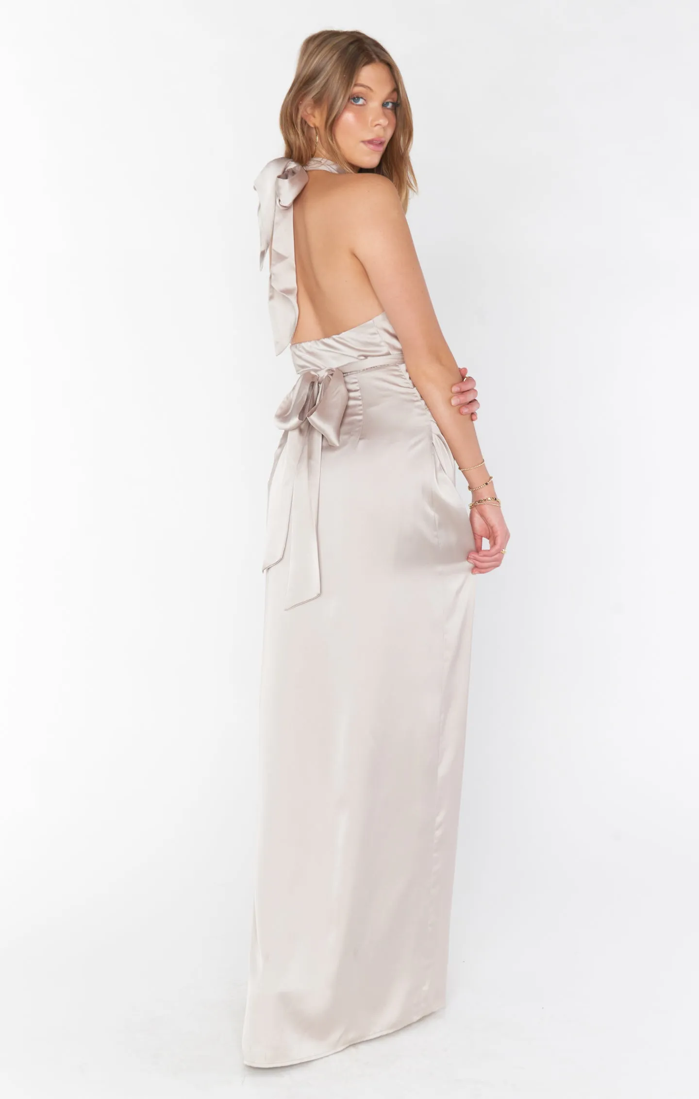 Adele Halter Maxi Dress ~ Show Me The Ring Luxe Satin