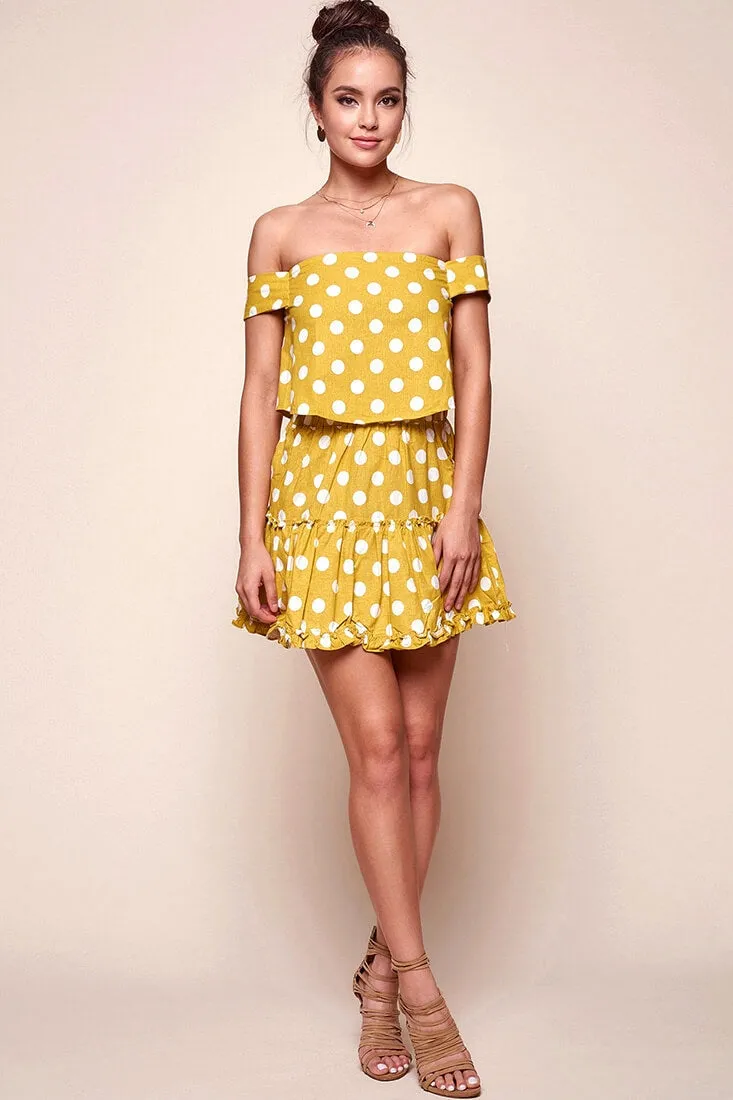 Alexi Polka Dot Mini Skirt Yellow Mustard