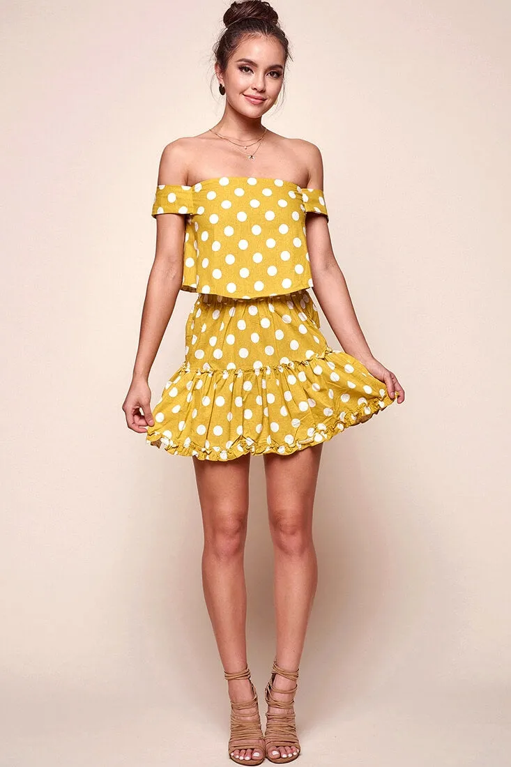 Alexi Polka Dot Mini Skirt Yellow Mustard