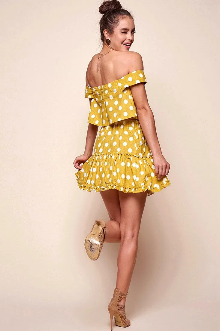 Alexi Polka Dot Mini Skirt Yellow Mustard