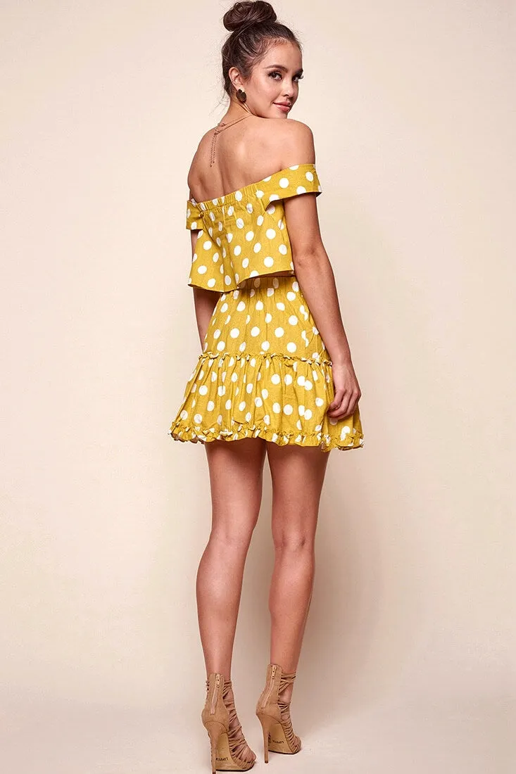 Alexi Polka Dot Mini Skirt Yellow Mustard