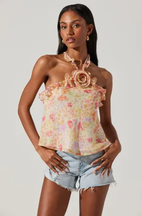 Alix Floral Rosette Halter Top