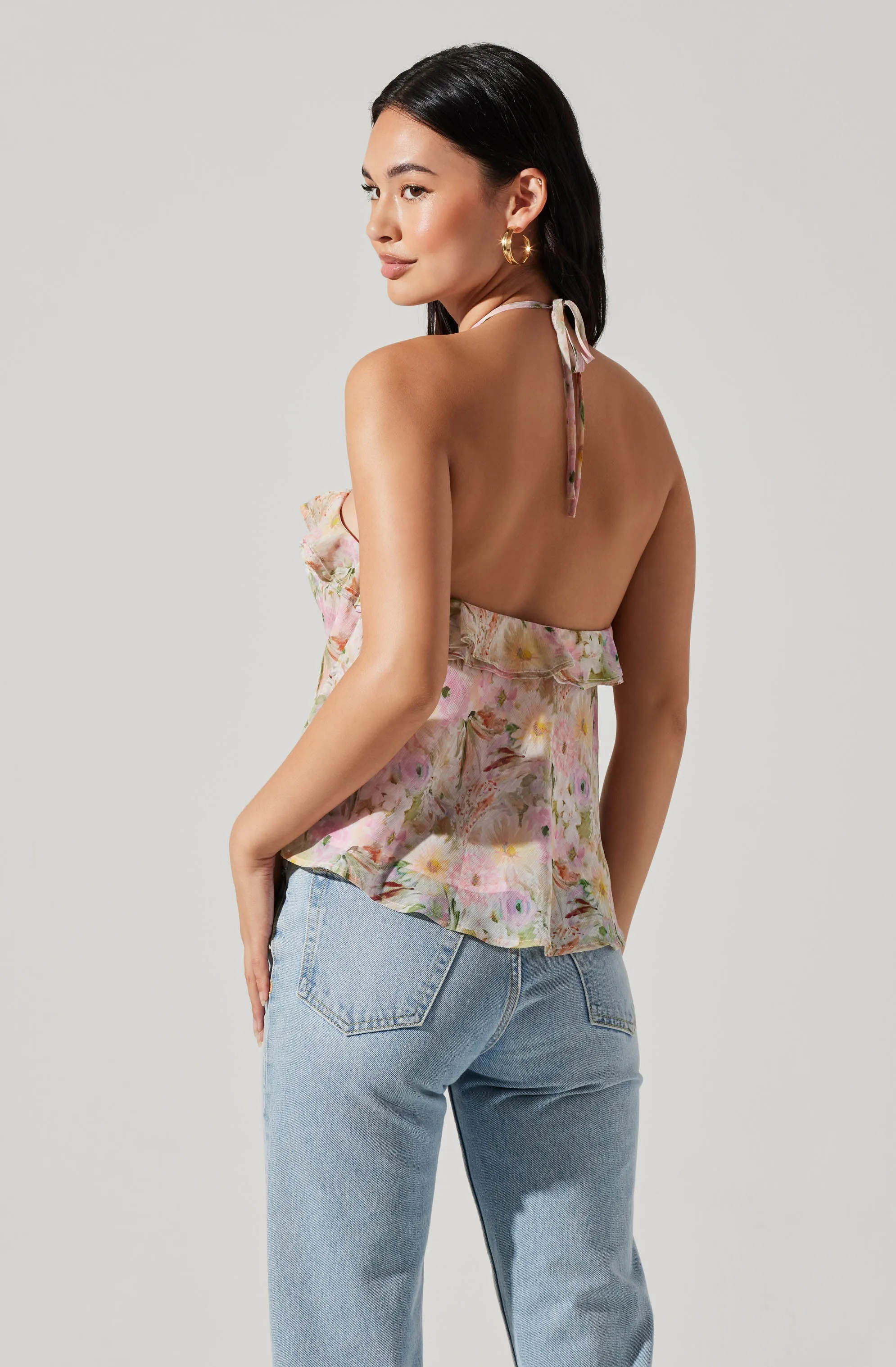 Alix Floral Rosette Halter Top