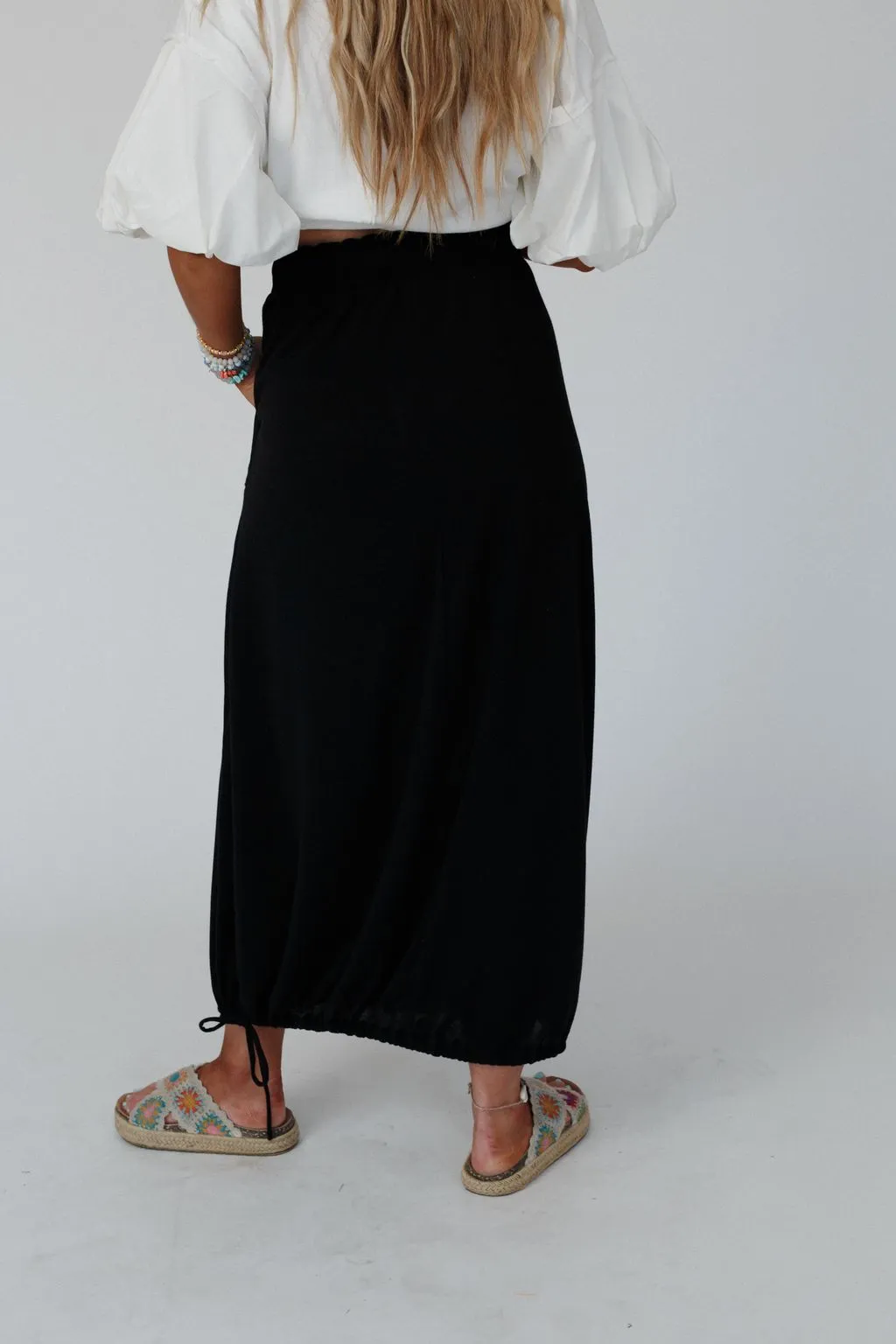 All In Drawstring Maxi Skirt - Jet Black