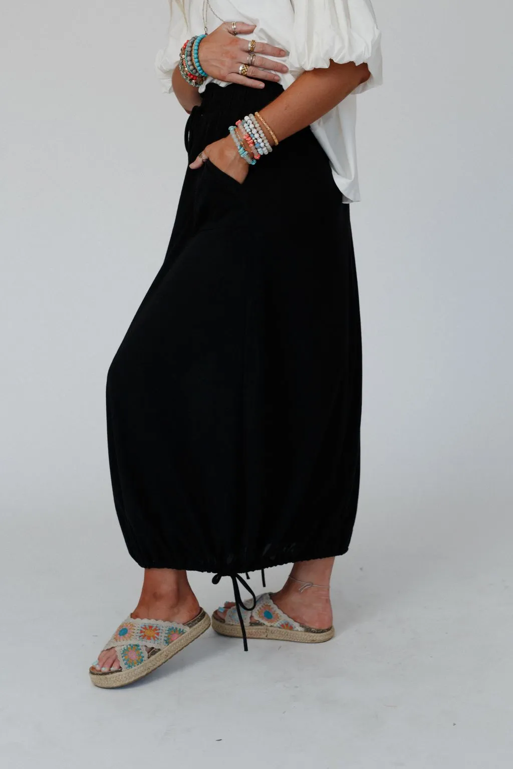 All In Drawstring Maxi Skirt - Jet Black