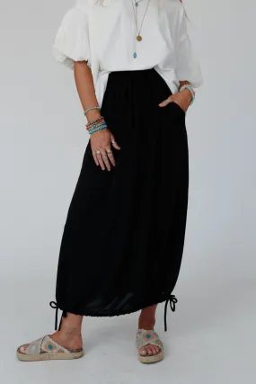 All In Drawstring Maxi Skirt - Jet Black