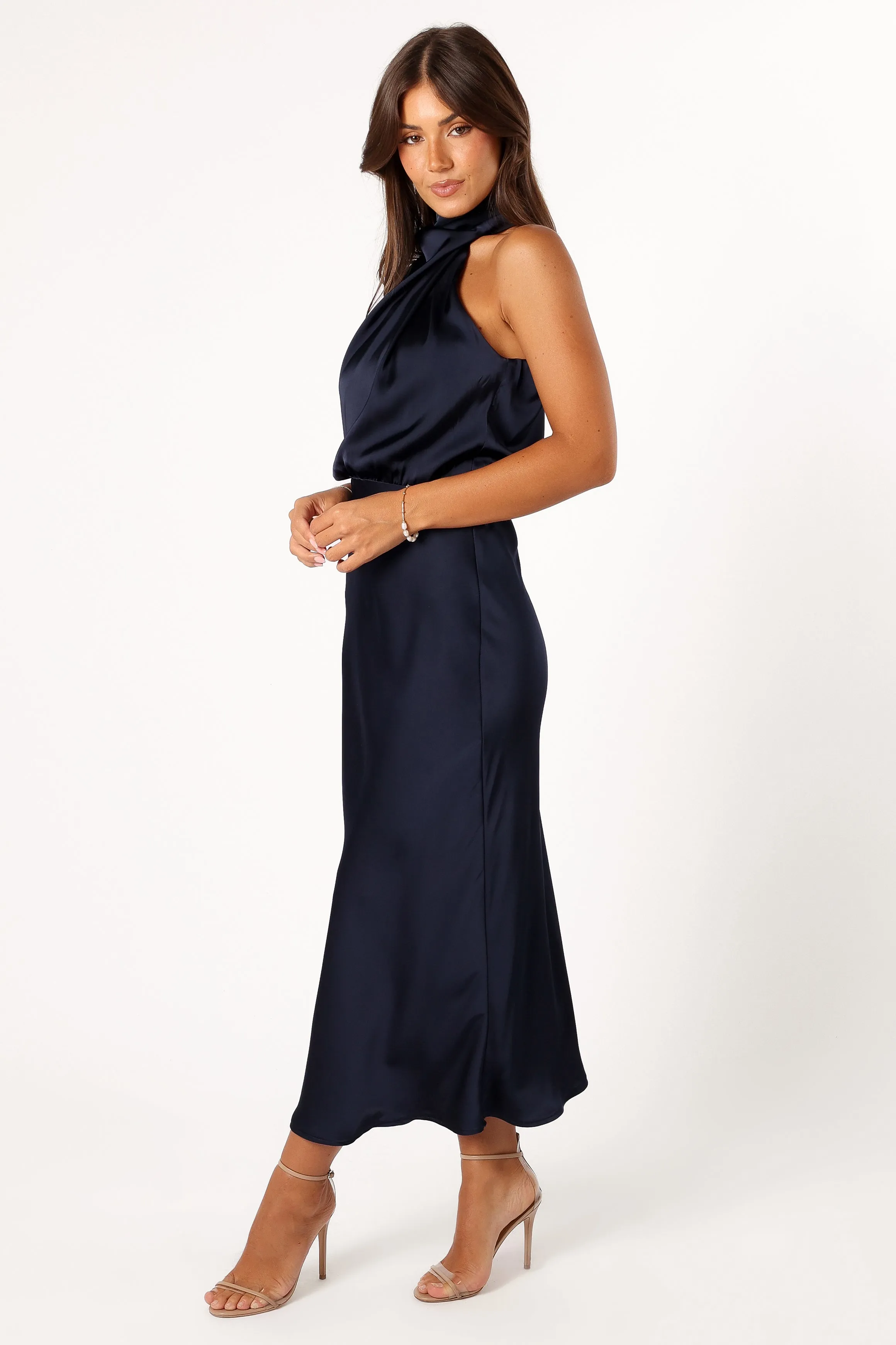 Anabelle Halter Neck Midi Dress - Navy