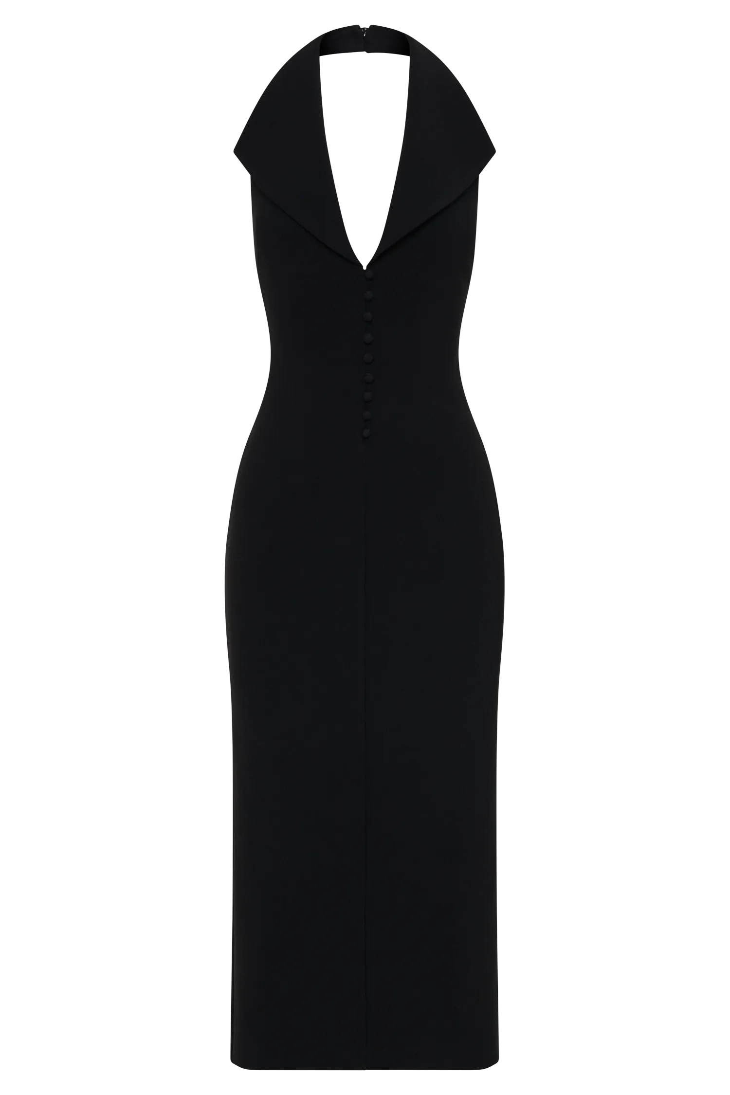 Annita Crepe Halter Midi Dress - Black