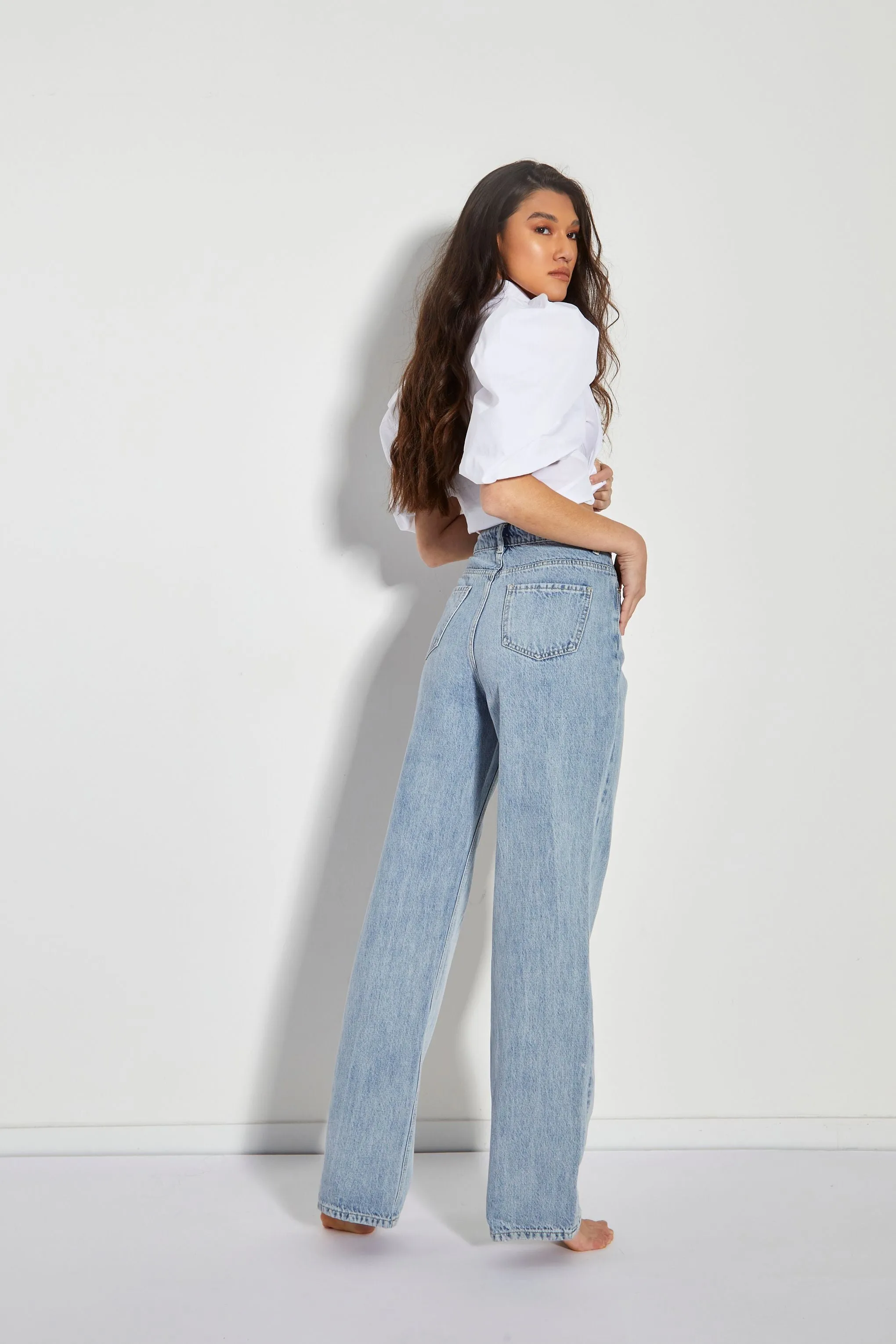 Antique Blue High-Waist Wide Leg 90s Jeans