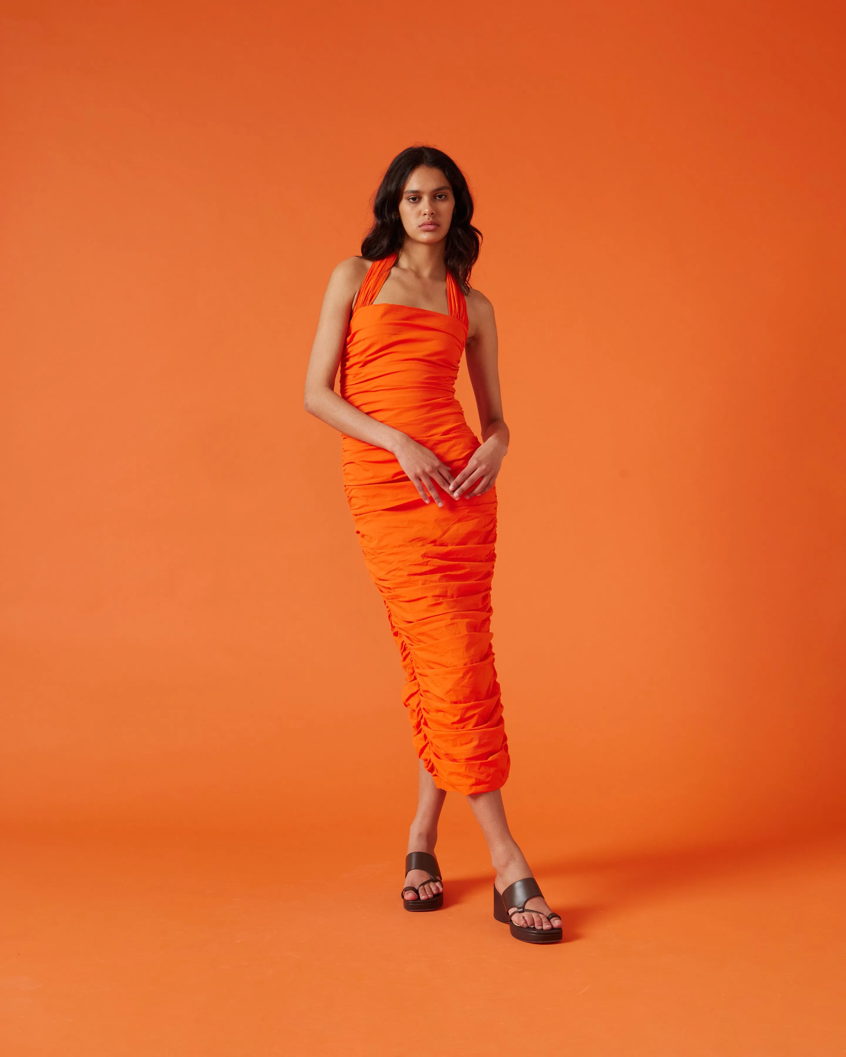 ARIEL HALTER DRESS APEROL