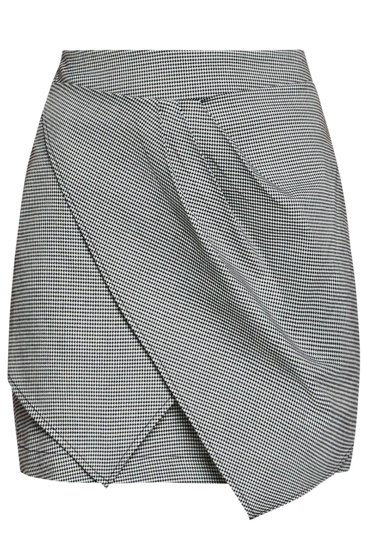 Asymmetrical Houndstooth Mini Skirt