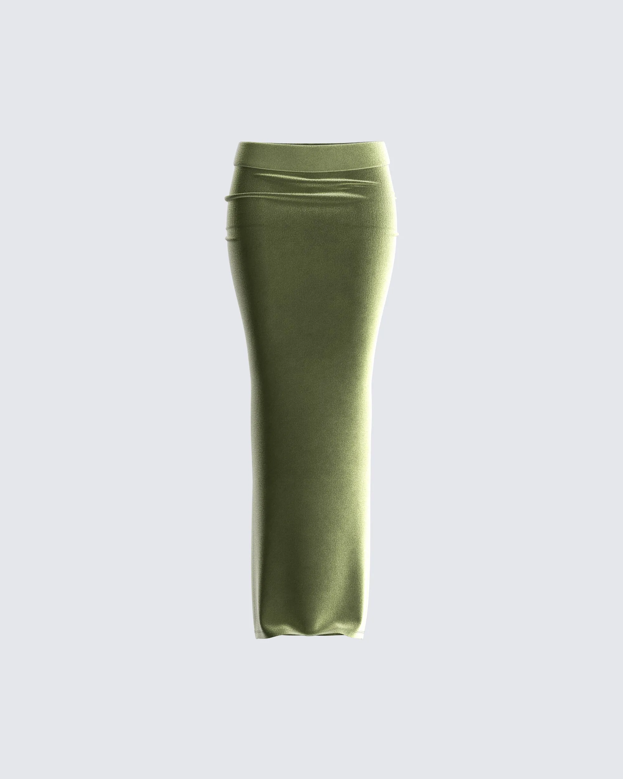 Ayla Olive Green Velvet Maxi Skirt