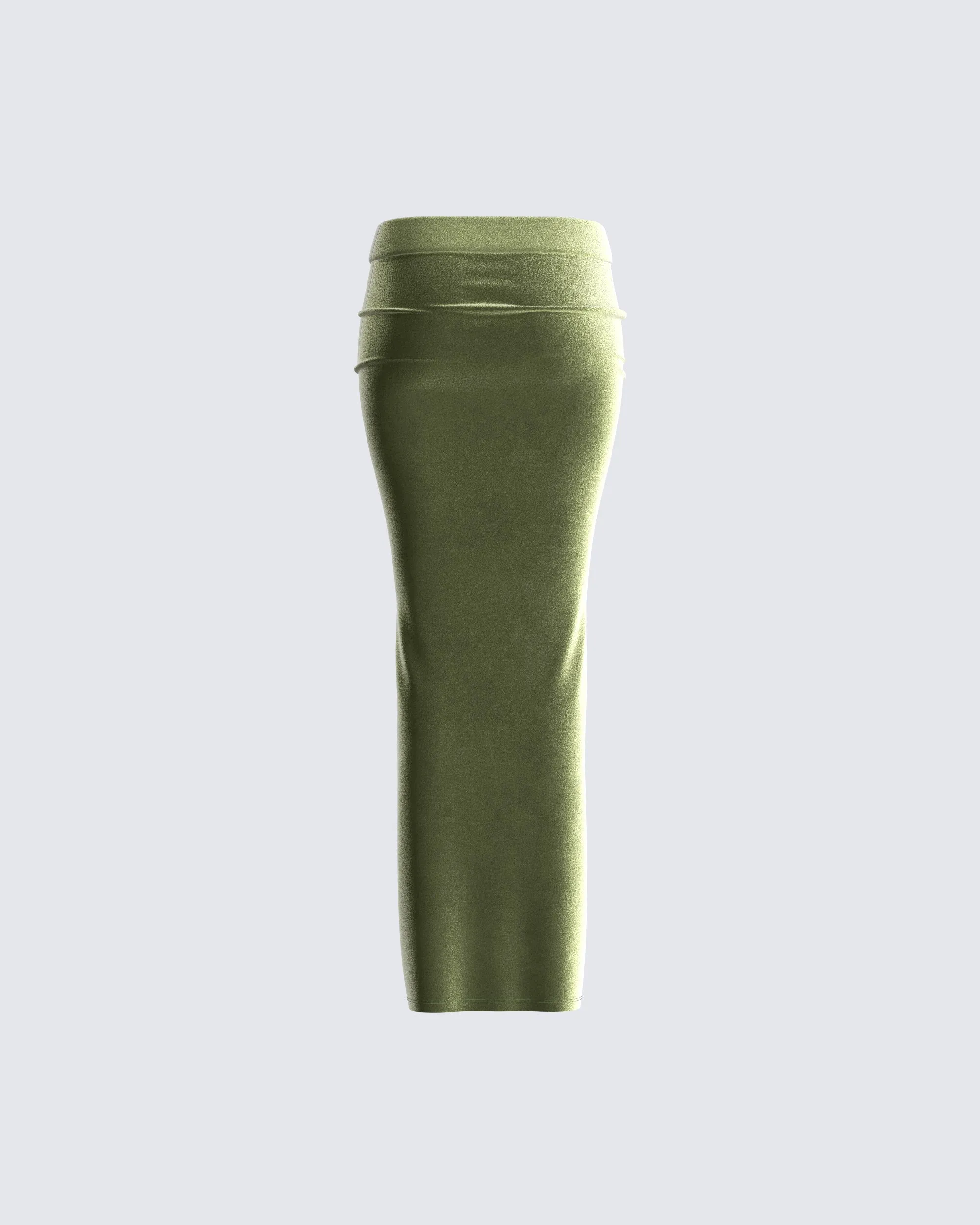 Ayla Olive Green Velvet Maxi Skirt