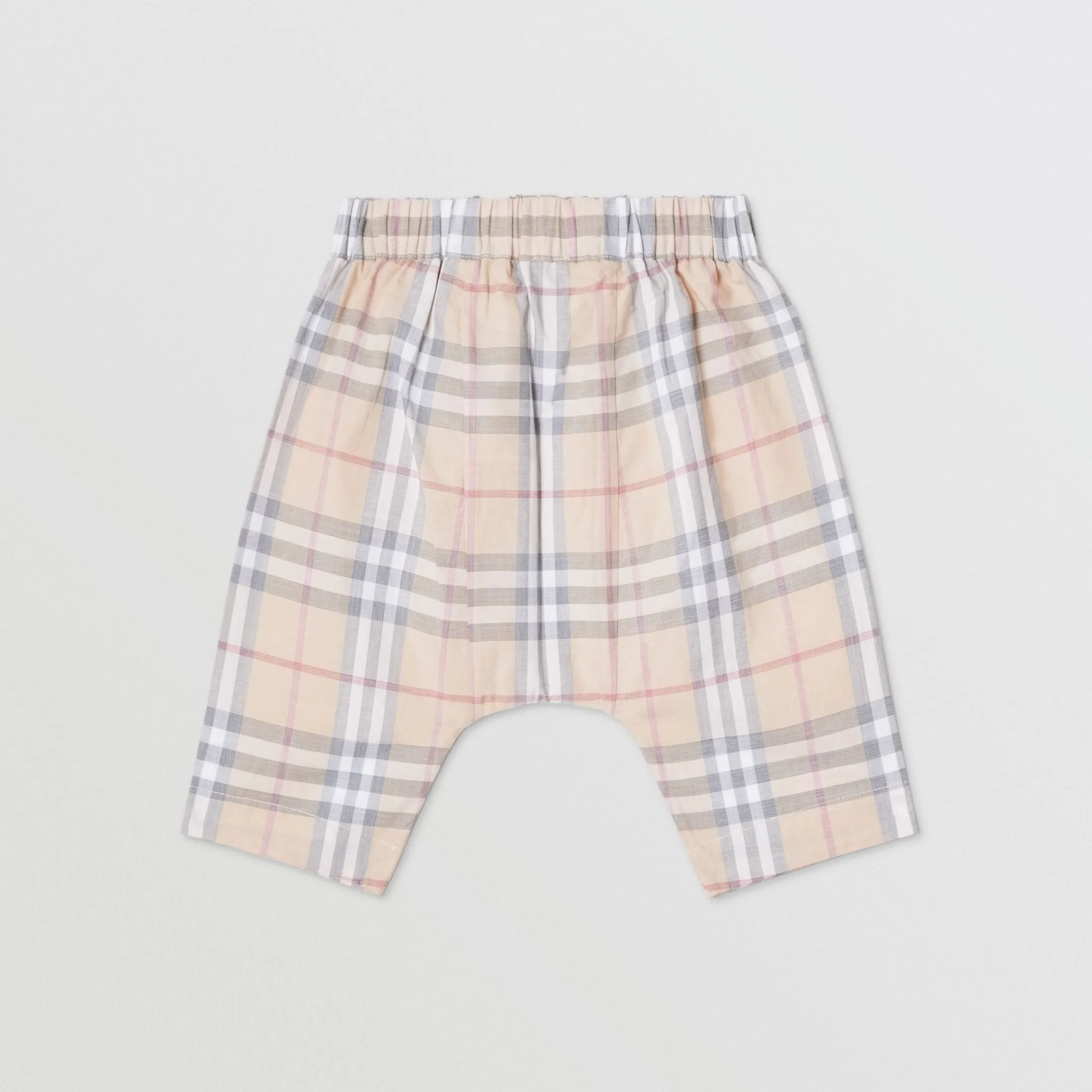 Baby Boys & Girls Beige Check Cotton Trousers