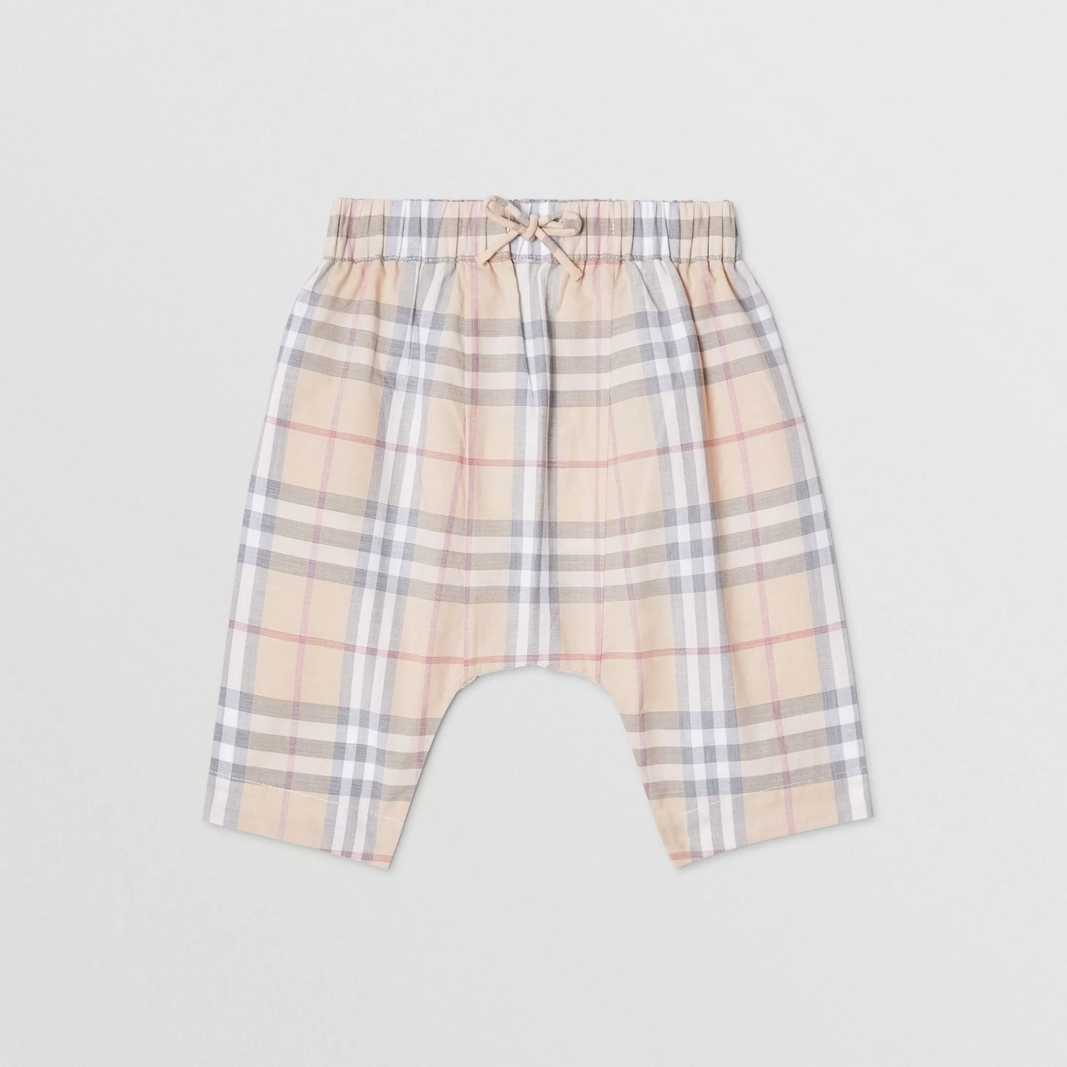 Baby Boys & Girls Beige Check Cotton Trousers