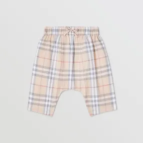 Baby Boys & Girls Beige Check Cotton Trousers