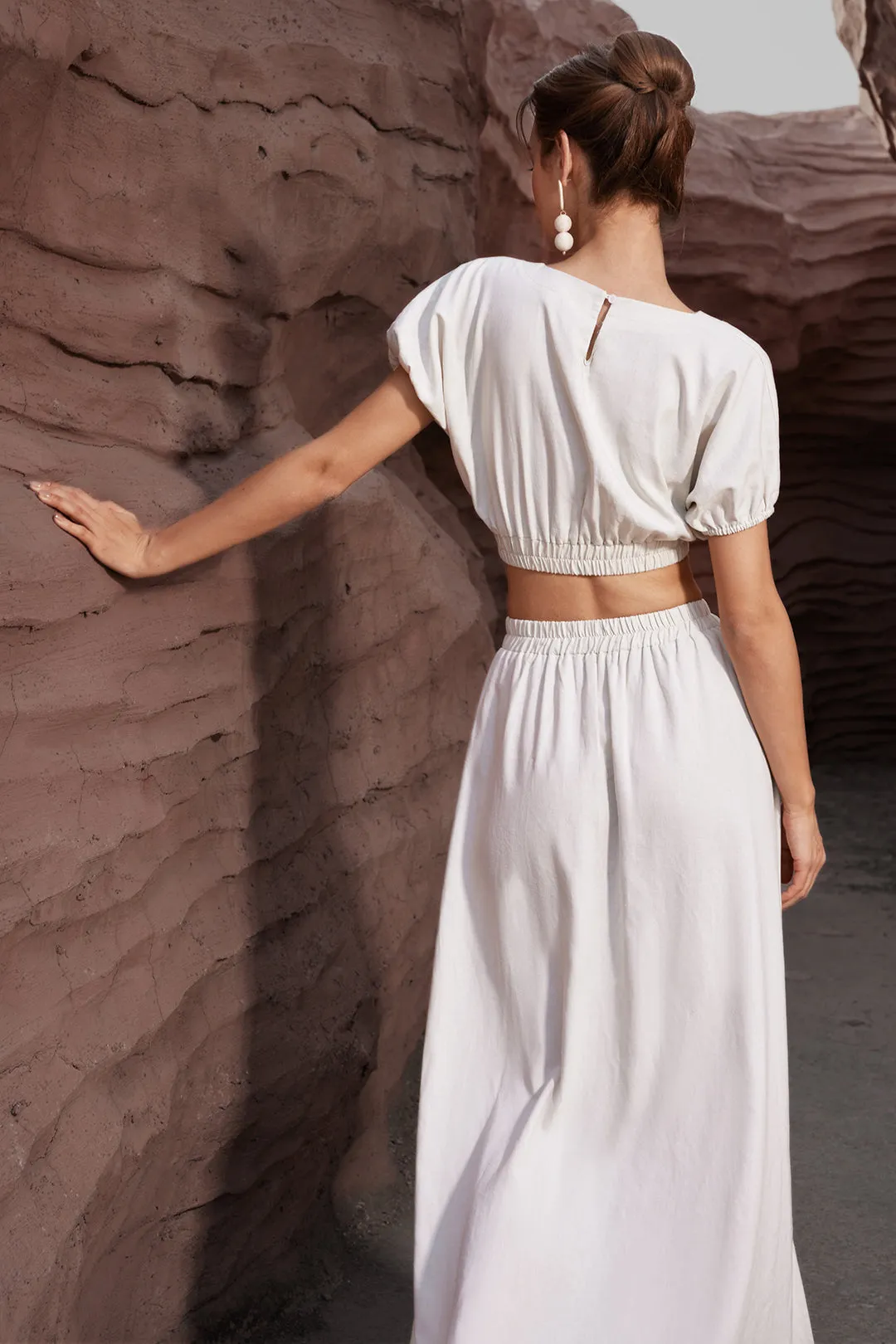 Basic Linen High Waist Maxi Skirt