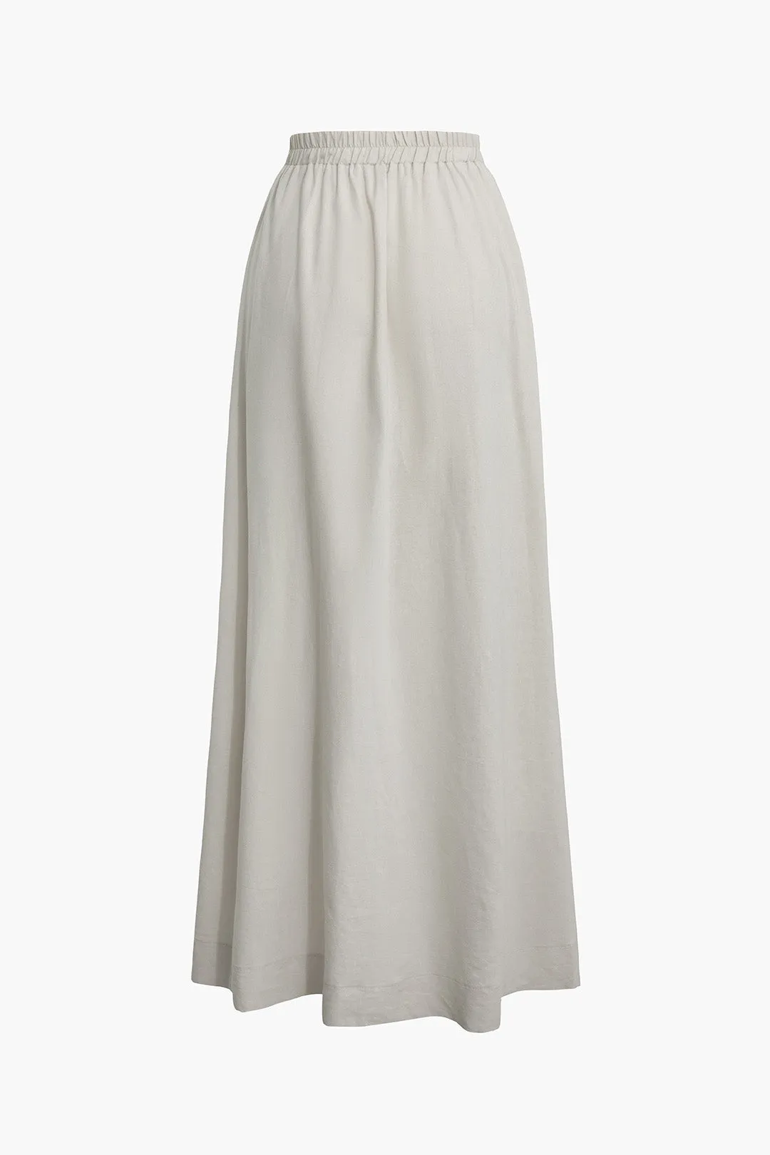 Basic Linen High Waist Maxi Skirt