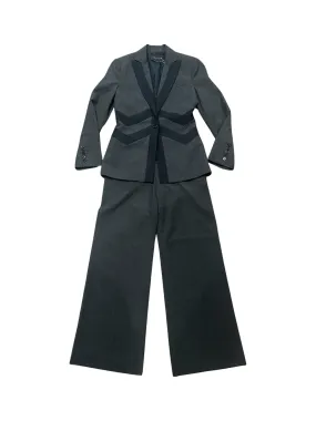 BCBGMaxAzria Grey Black Career Blazer Jacket & Trousers Martine Set XS/2