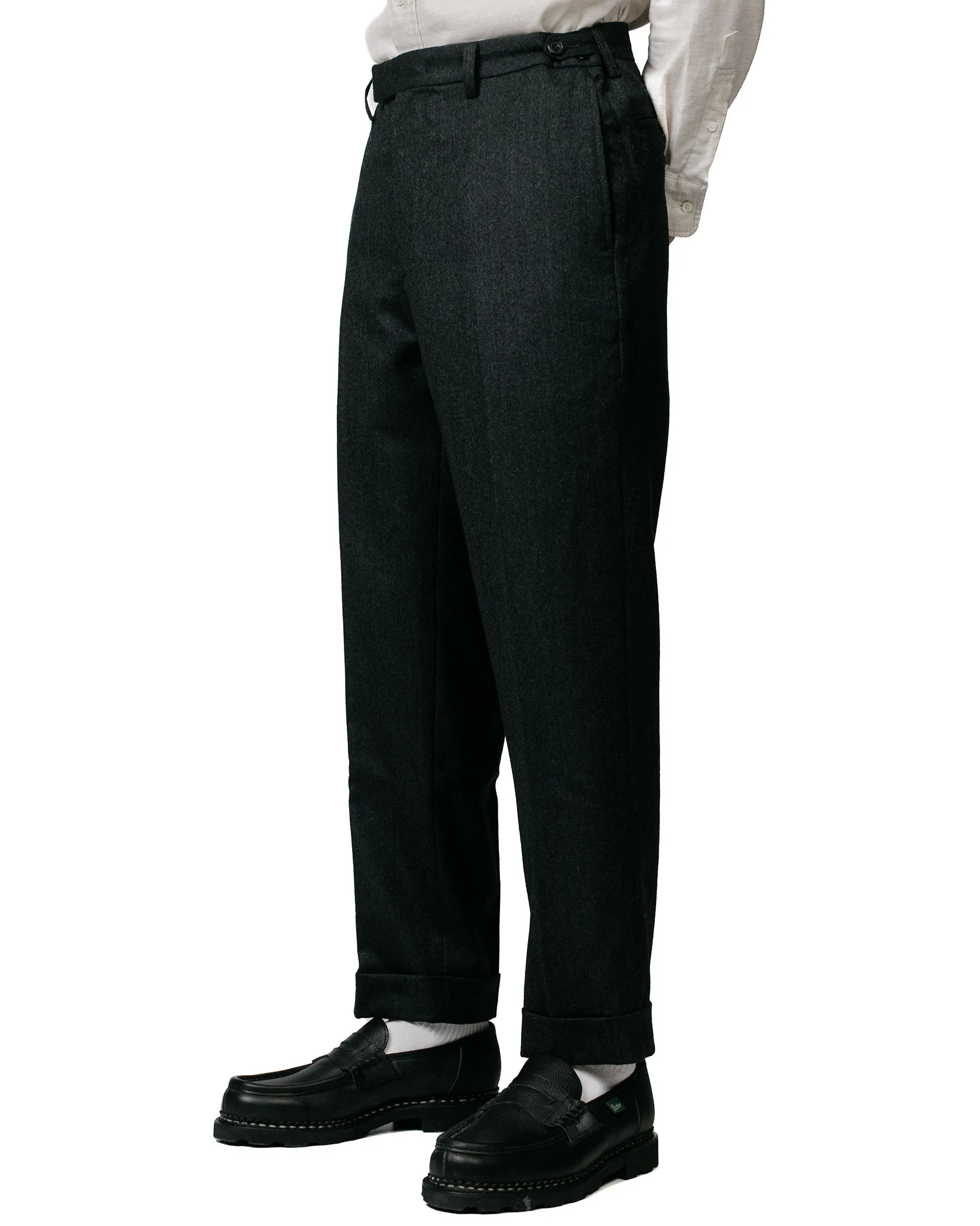 Beams Plus Ivy Trousers Ankle-Cut Flannel Charcoal Grey