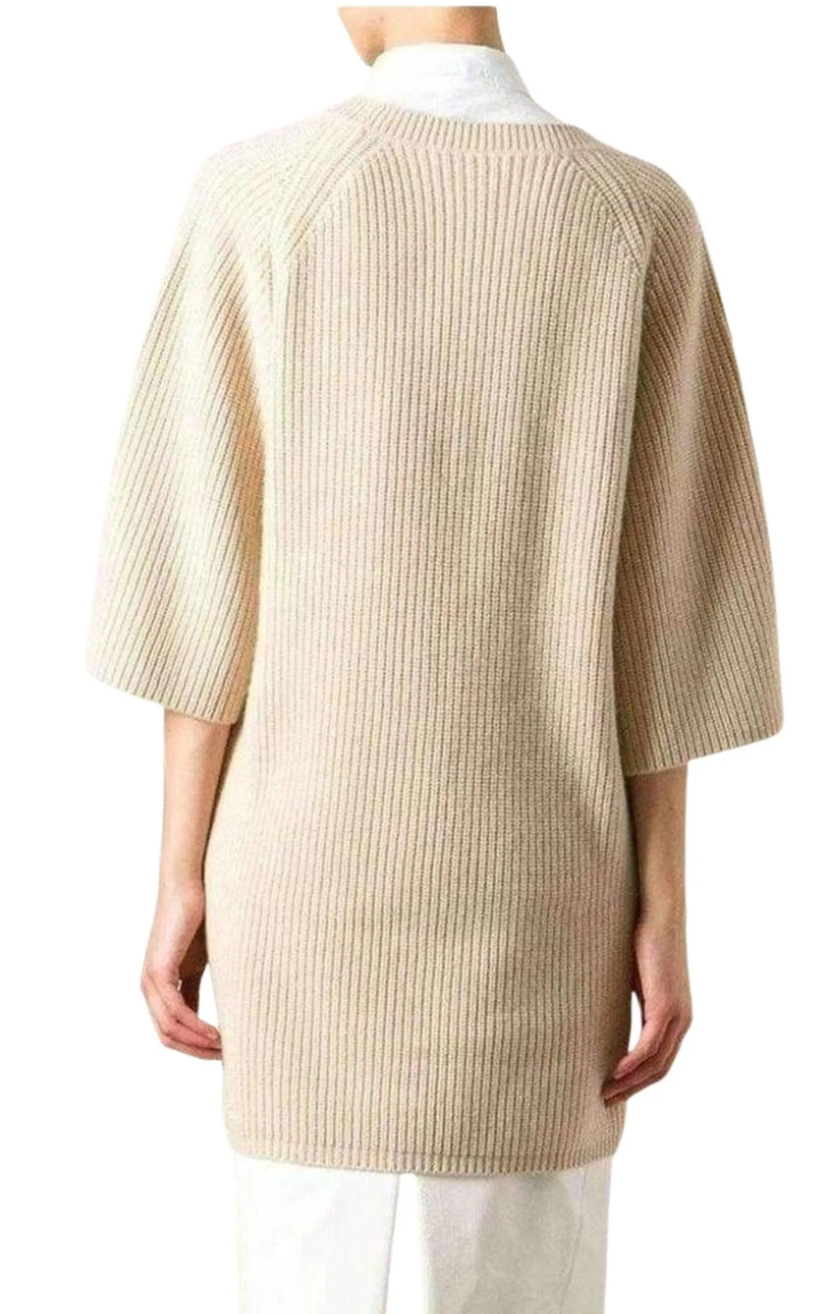 Beige Cashmere Knit Sweater