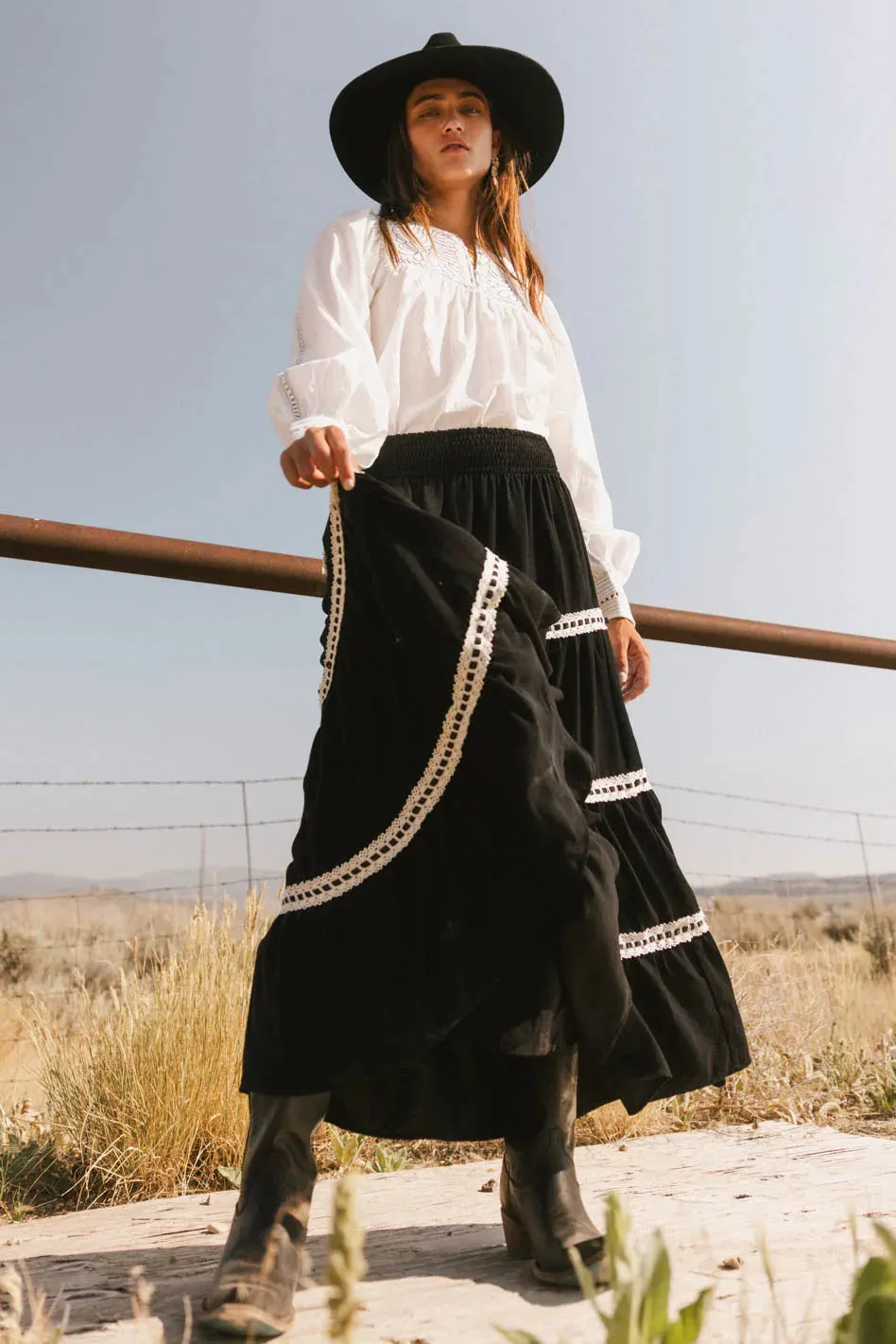 Betsie Lace Trim Maxi Skirt