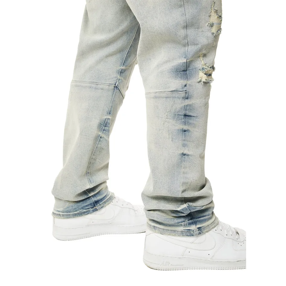 Big and Tall - Wave Effect Denim Jeans - Leo Blue