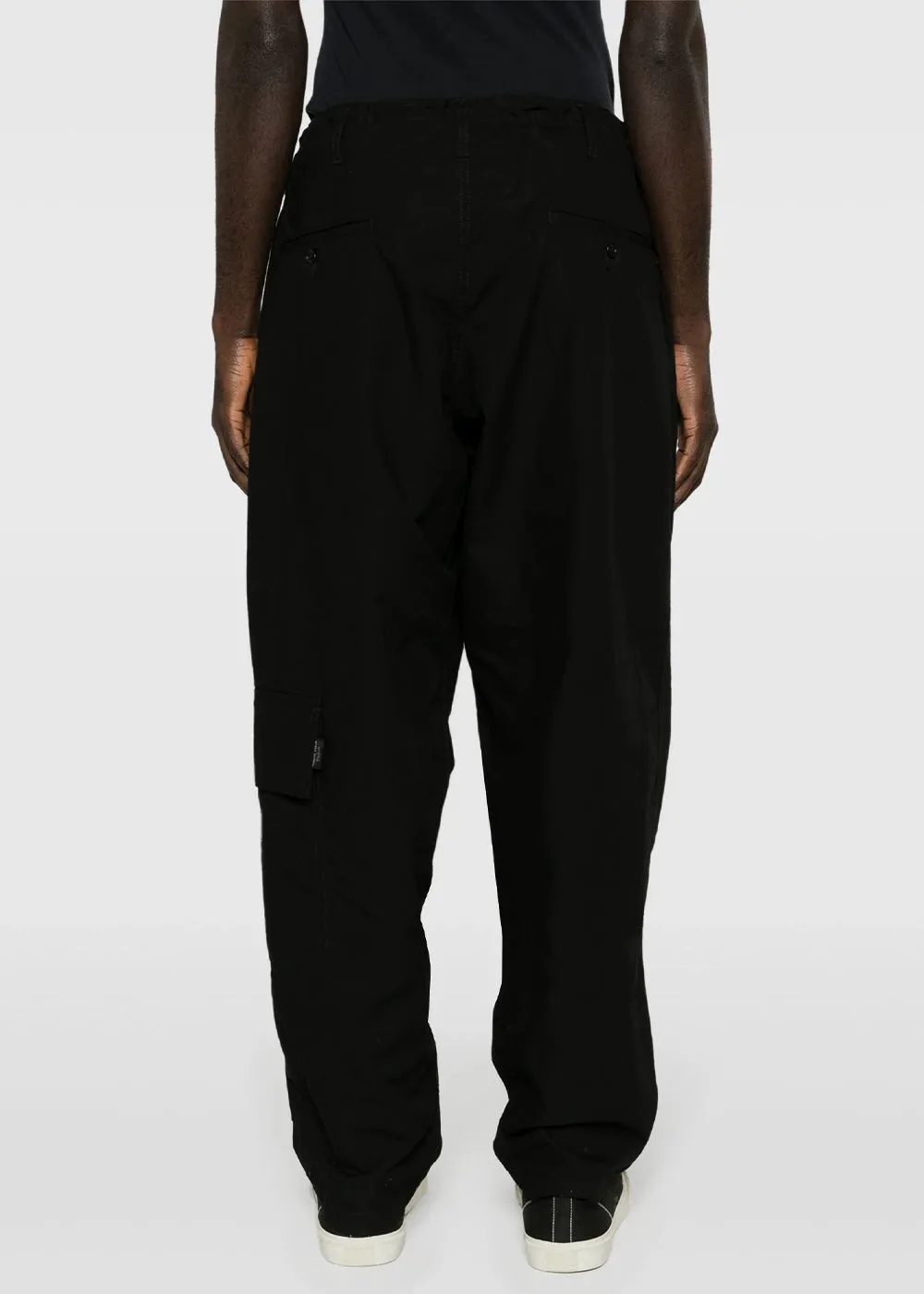 Black A-Side Tuck Trousers