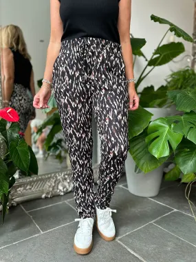 Black Animal Print Super Soft Straight Leg Trousers