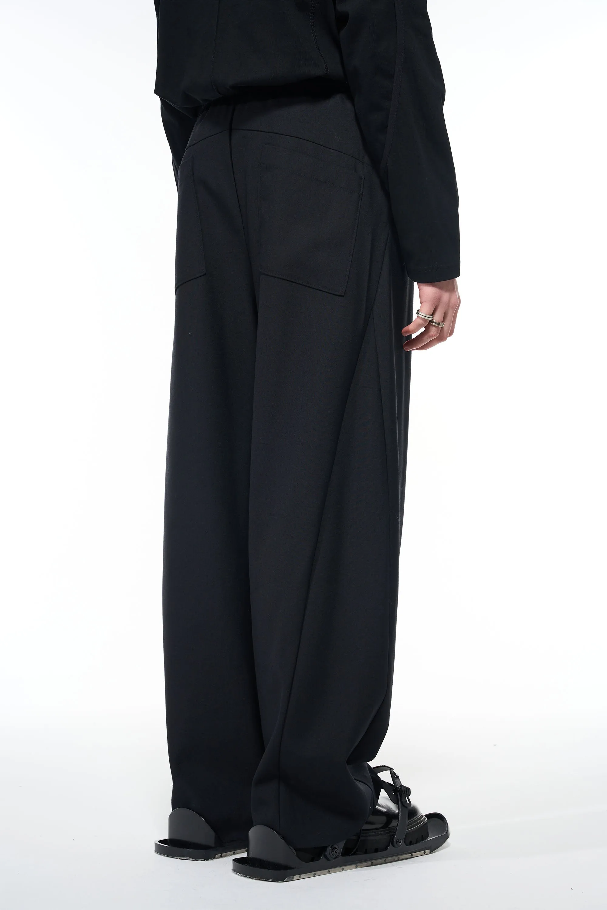 Black Oversized Wool Trousers