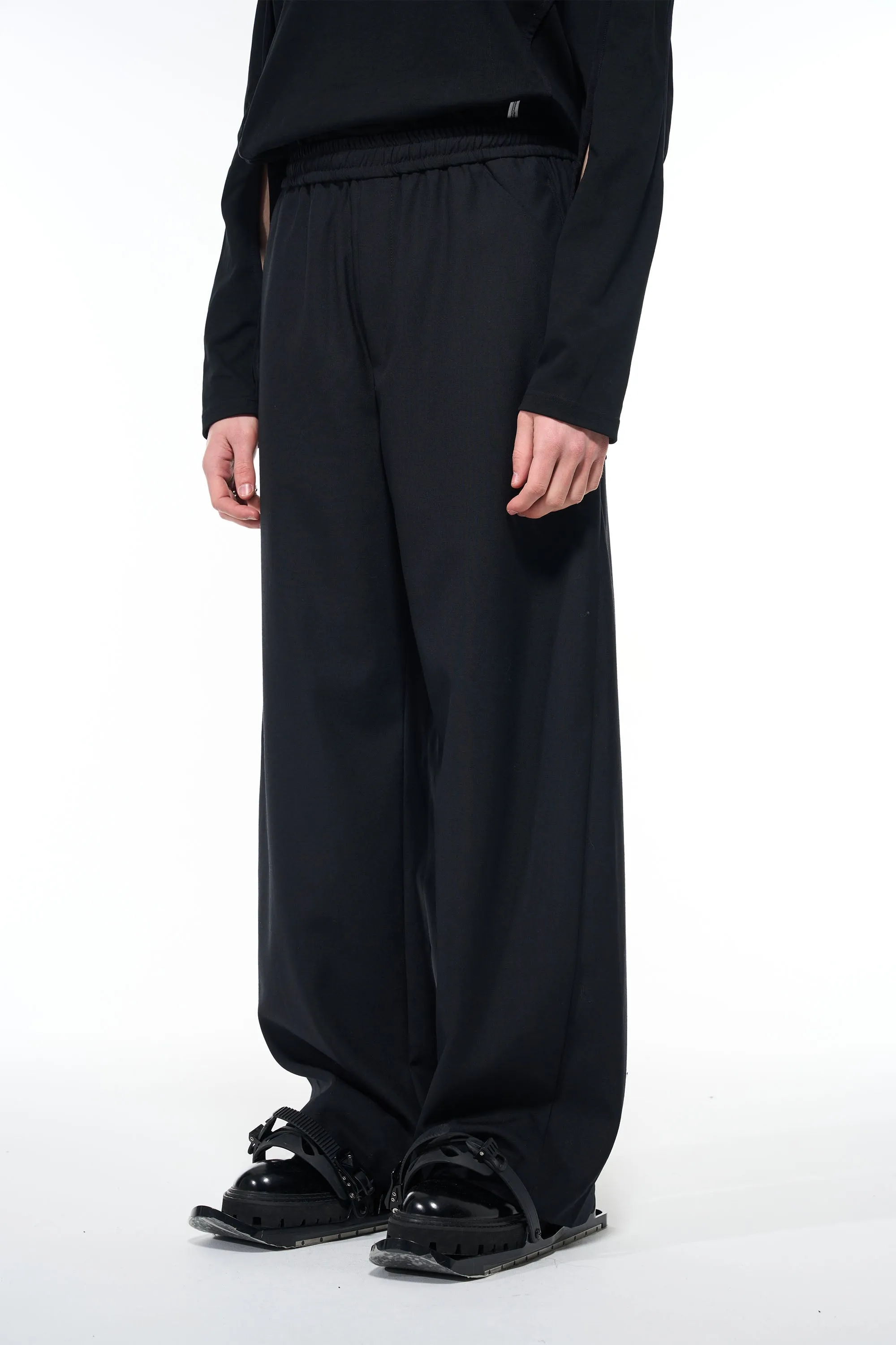 Black Oversized Wool Trousers