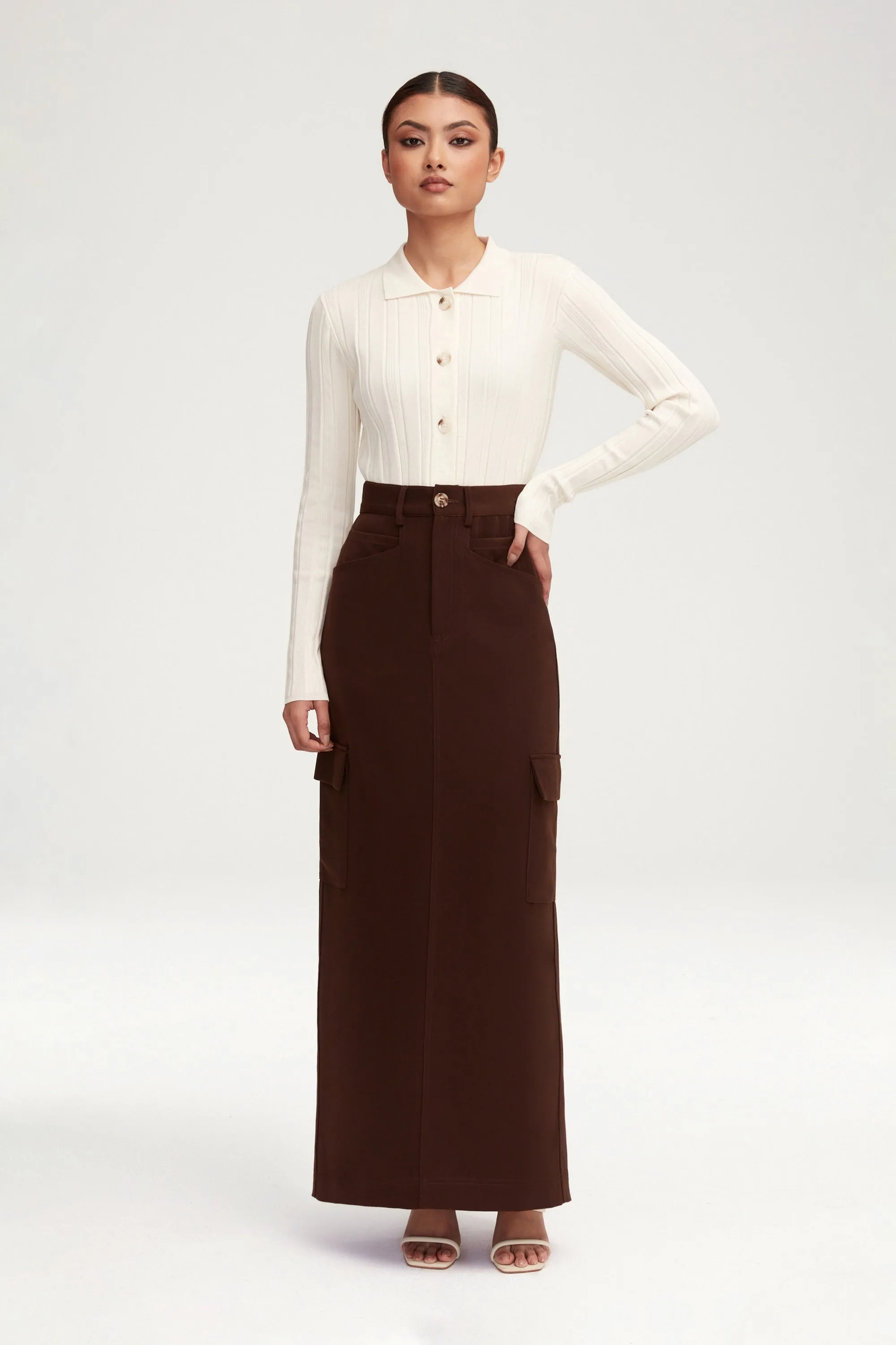 Blake Utility Maxi Skirt - Brown