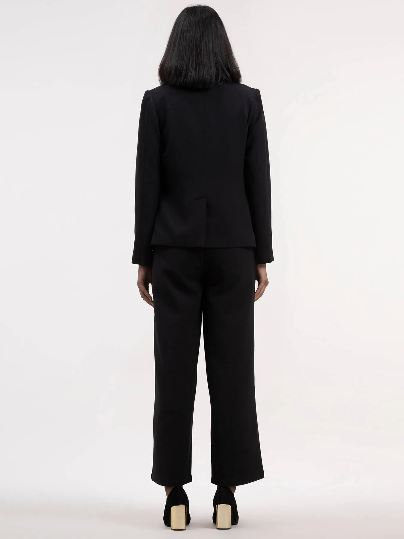 Blazer And Wide Legged Trousers Co-ord - Black