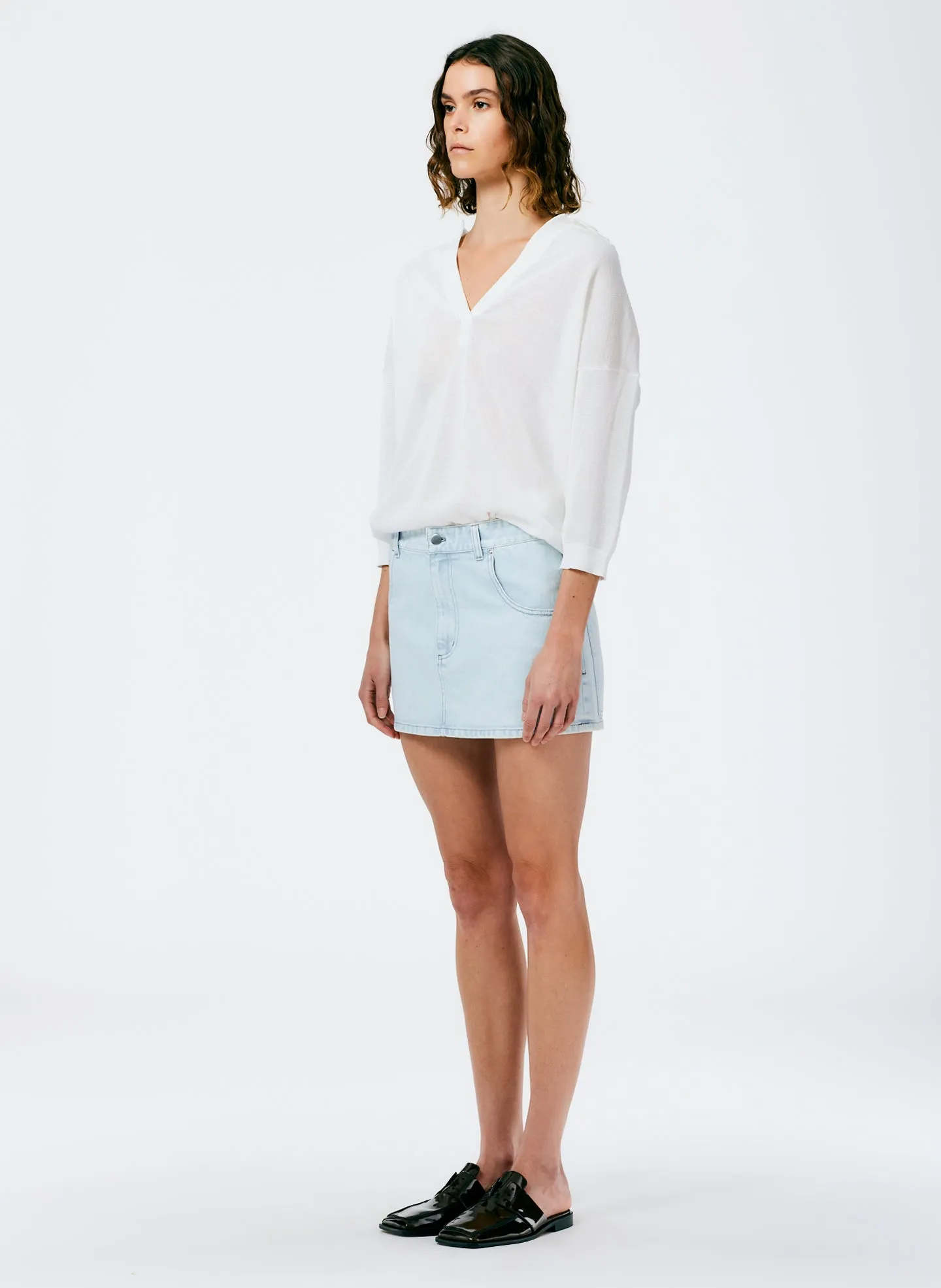 Bleached Denim Mini Skirt