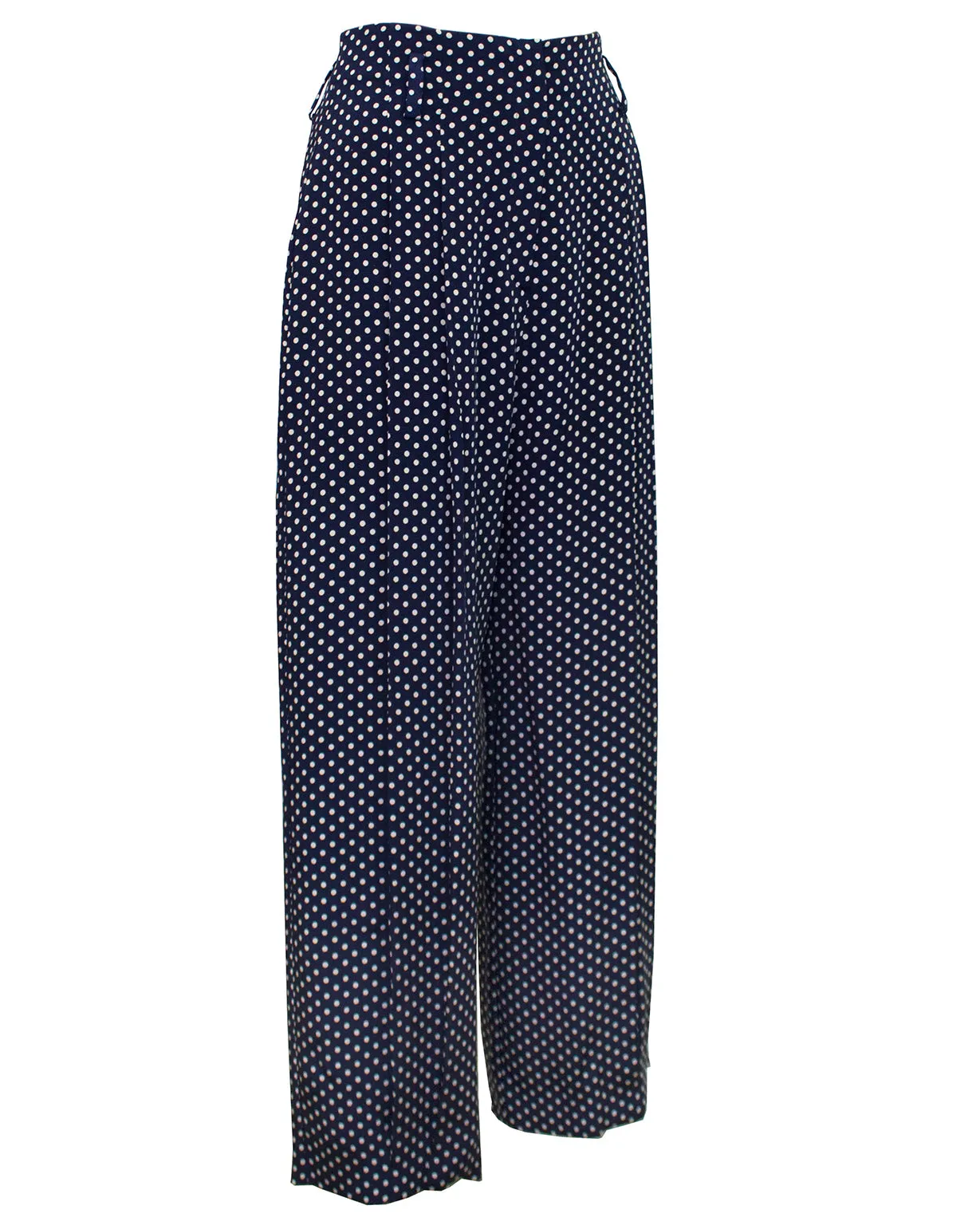 Blue Polka Dot Silk Trousers