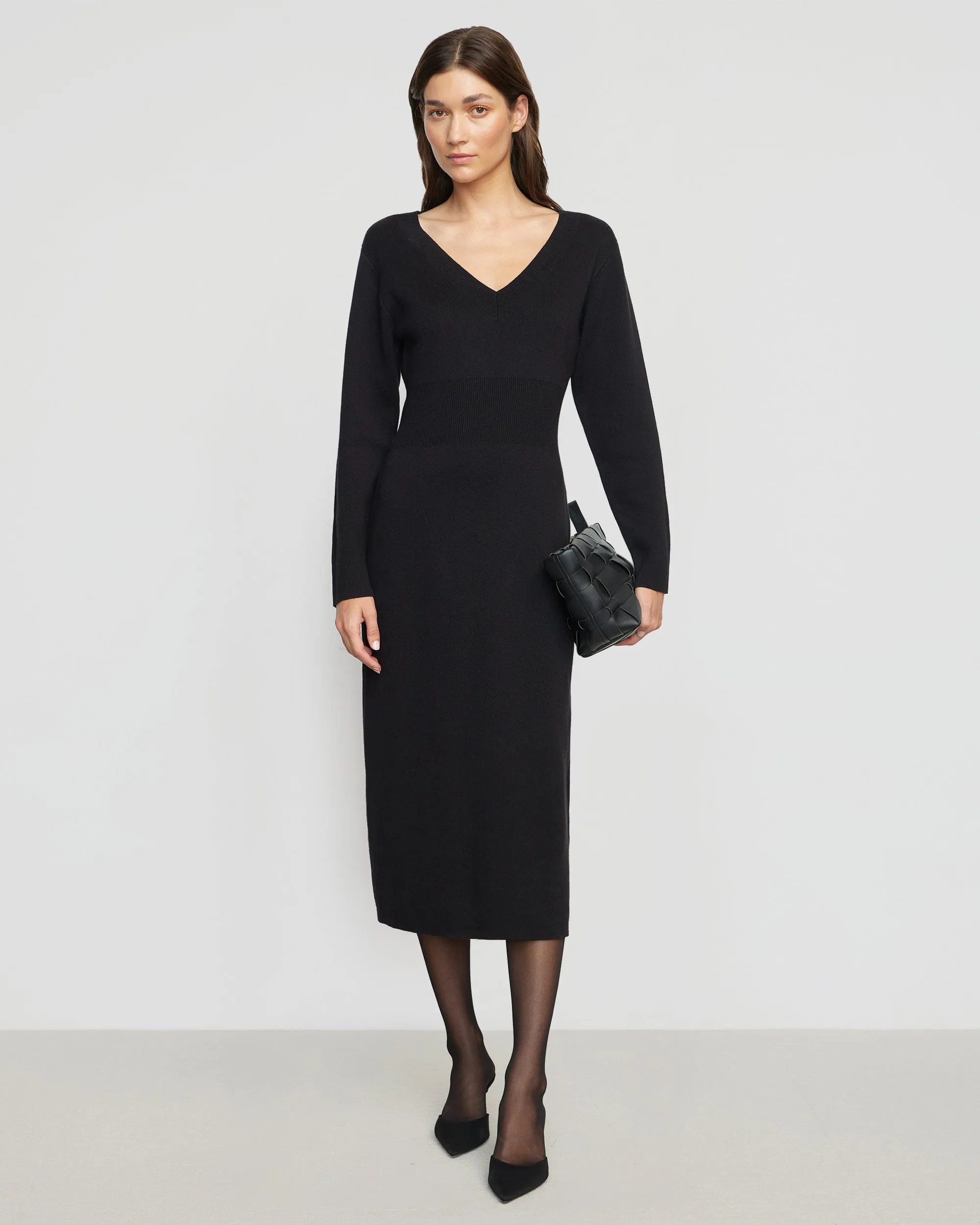 Bora Off-Shoulder V-Neck Sweater Dress