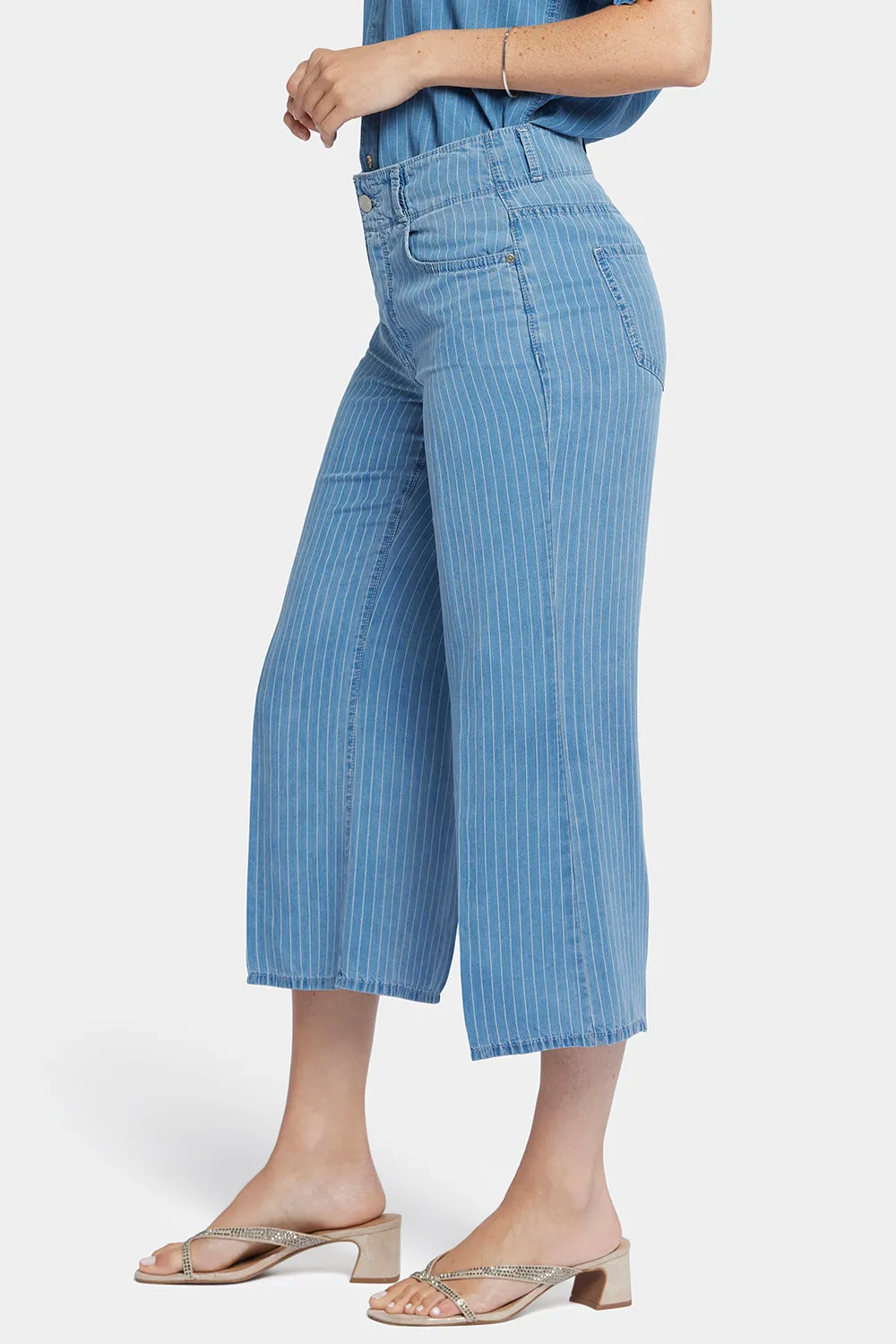 Brigitte Wide Leg Capri Jeans - Light Marine