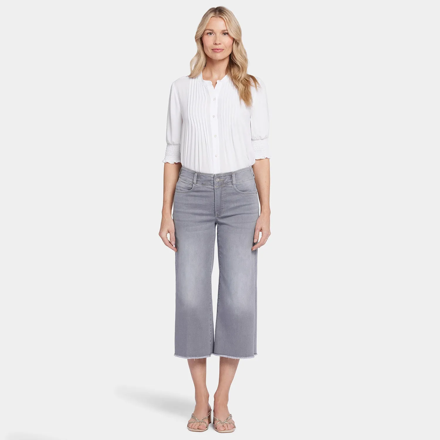 Brigitte Wide Leg Capri Jeans - Rock Sand