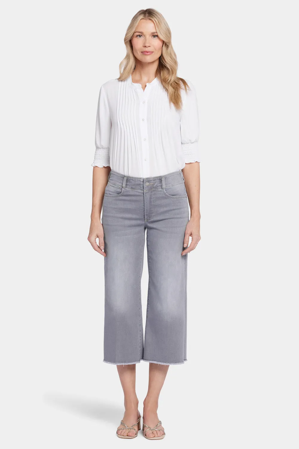 Brigitte Wide Leg Capri Jeans - Rock Sand