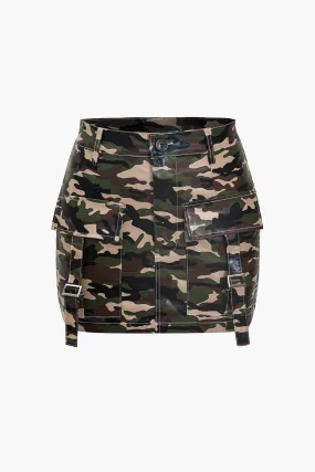 Camo Print Pocket Mini Skirt