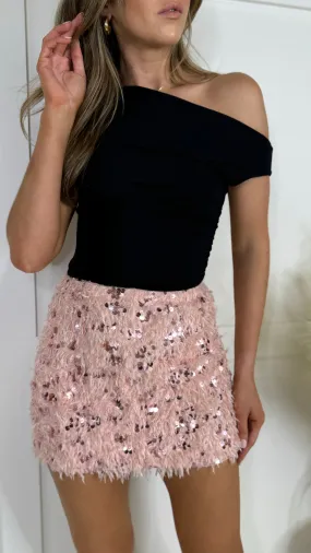 Catalina Pink Sequin Mini Skirt