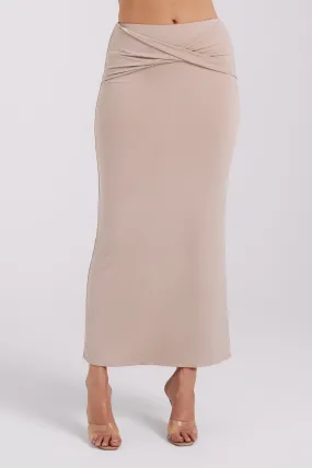 Ceri Maxi Twist Skirt - Taupe